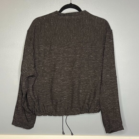 Max Studio London Zip Front Utility Jacket Charcoal Drawstring Hem Pocket M - Picture 4 of 6